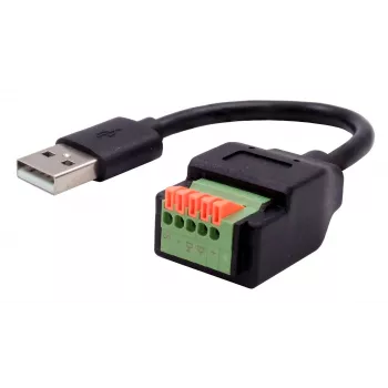 EXSYS cable adaptador USB-A macho a bloque de terminales de 5 pines con pulsador, USB 2.0, 15 cm EX-49129