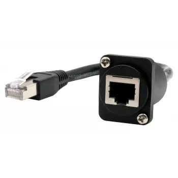 EXSYS Cable adaptador D-Tipo RJ45 hembra a macho, CAT.5e, 20 cm, negro EX-49159