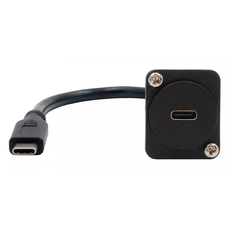 EXSYS EX-49166 Cable adaptador D-Tipo USB-C hembra a macho, USB 3.2 Gen 2, 20 cm, negro