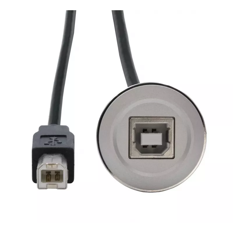 EXSYS EX-49182 Cable adaptador de montaje USB 2.0, USB B hembra a USB B macho, 30 cm, carcasa metálica