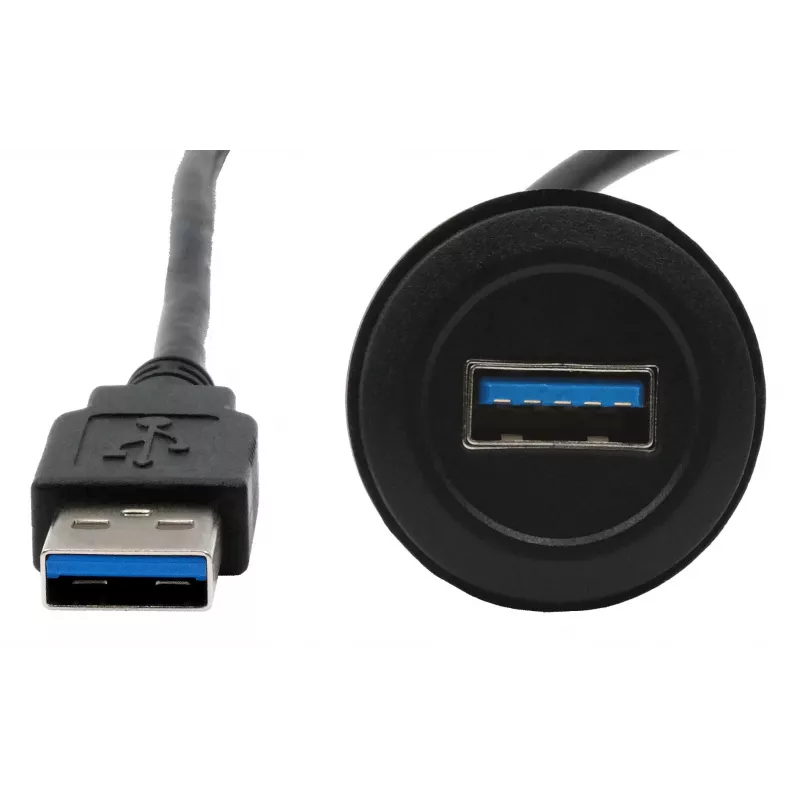EXSYS EX-49220 Cable adaptador de montaje USB 3.2 Gen 1, Type-A hembra a macho, 30 cm, negro