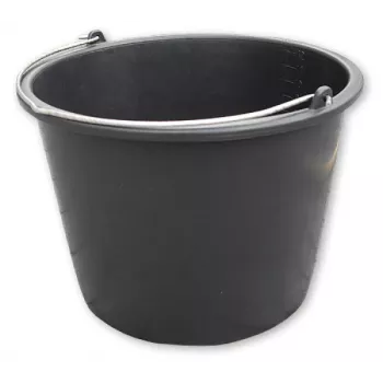 Bradas KTW20 Cubo de obra 20 L PVC negro redondo con asa metálica y escala de volumen