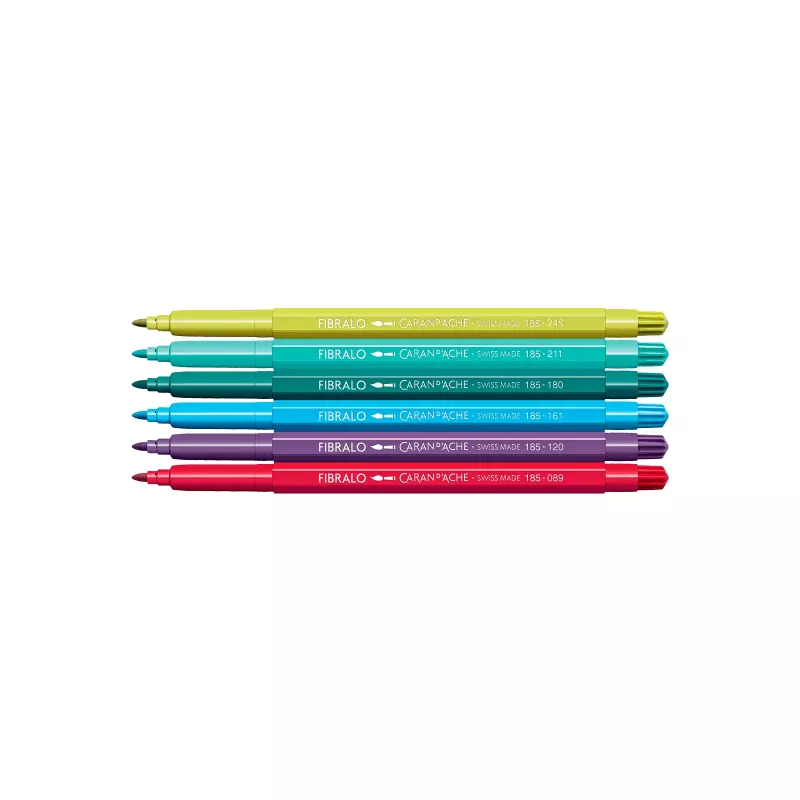 CARAN D'ACHE Fibralo Kawaii Monsters rotuladores de fibra, set de 6, base agua, tinta soluble en agua, uso en seco o húmedo (185.801)