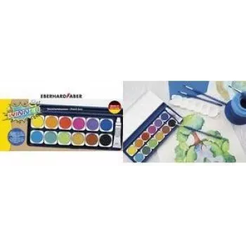 Faber-Castell Eberhard Faber WINNER Caja de acuarelas, 12 colores vivos, tapa transparente extraíble 578314