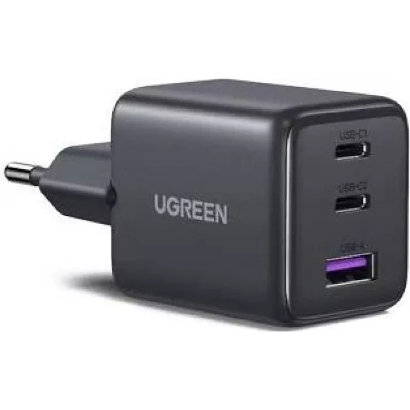UGREEN 30W Cargador rápido GaN II de 3 puertos USB-A y 2 x USB-C Negro (55536)