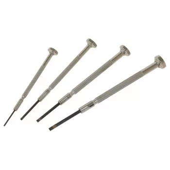 C.K Tools T4852P set de destornilladores de precisión, 4 piezas, plano, 2,0/2,5/3,0/3,5 mm, cromo-vanadio, mango de dos componentes