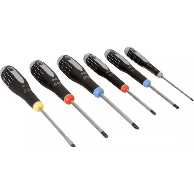 Bahco ERGO set de destornilladores de taller 6 piezas plano, Phillips, Pozidriv (BE-9886)