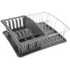 Metaltex Aquatex PLUS escurreplatos con bandeja y portacubiertos, plata/antracita 325026068