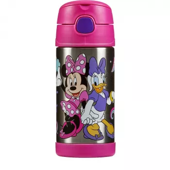 THERMOS FUNTAINER Botella con pajita, Disney Minnie Mouse, 0,35 L, acero inoxidable, rosa 4113.412.035