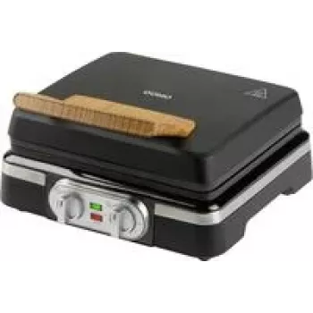 DOMO DO9281W Inky Black Gofrera belga, 1600 W, antiadherente, termostato regulable, asa Cool-Touch, almacenamiento vertical