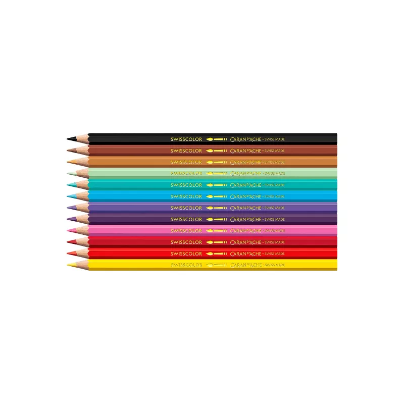 Caran d'Ache Swisscolor Kawaii Candy lápices acuarelables, set de 12, hexagonales, madera de cedro 1285.802