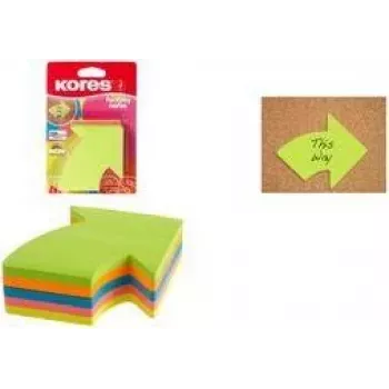 Kores cubo de notas adhesivas con flecha, 70 x 70 mm, en blanco, colores surtidos, reutilizables, 400 hojas N48704