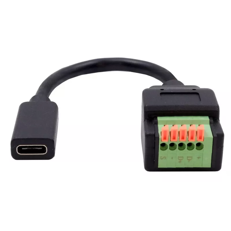 EXSYS EX-49122 adaptador USB-C hembra a bloque de terminales de 5 pines con pulsador, USB 2.0, 15 cm