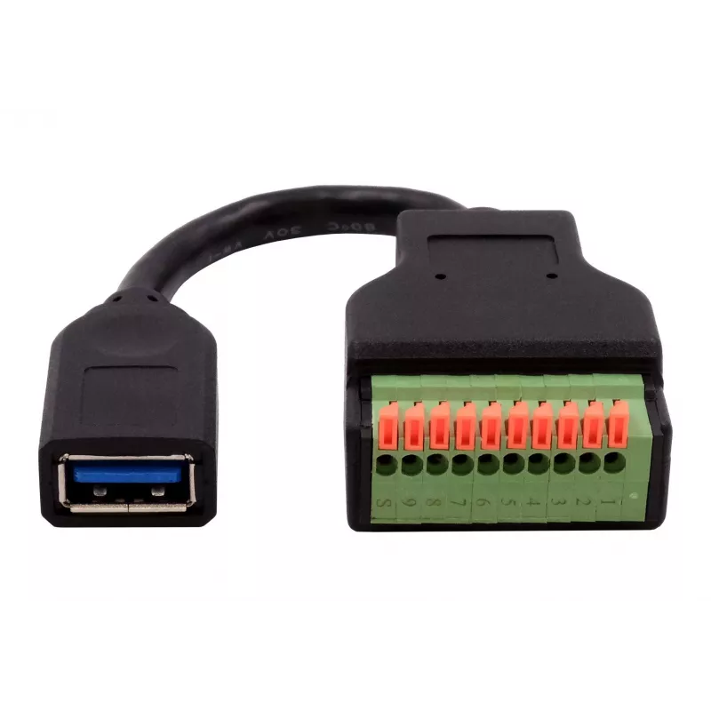 EXSYS EX-49126 cable adaptador USB-A hembra a bloque de terminales de 10 pines con pulsador, USB 3.2 Gen 1, 15 cm