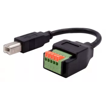 EXSYS cable adaptador USB-B macho a bloque de terminales de 5 pines con pulsador, USB 2.0, 15 cm EX-49131