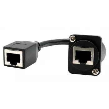 Conector hembra RJ45 tipo D para empotrar EXSYS, hembra a hembra, CAT.5e, 20 cm, apantallado, negro EX-49160