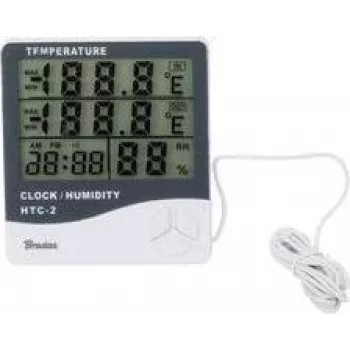 Bradas WL-M21 White Line Estación meteorológica digital con sensor de temperatura exterior inalámbrico, temperatura interior/exterior -10°C a 70°C, Blanco