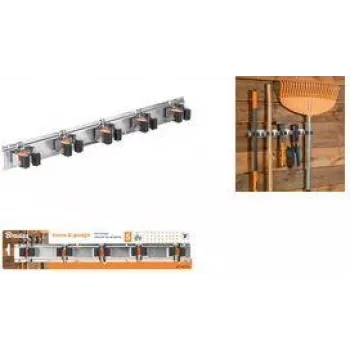 Bradas DIY-HG1212 Soporte para 5 escobas y herramientas con riel de metal y pinzas de rodillo