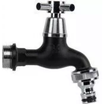 Bradas Grifo de 3/4 pulgadas con válvula de bola, latón cromado negro mate, 1 ud. (GKK0T3434BK)