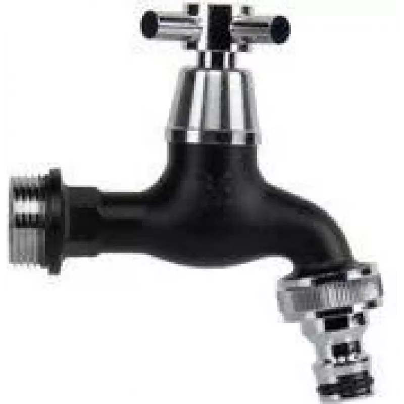 Bradas Grifo de 3/4 pulgadas con válvula de bola, latón cromado negro mate, 1 ud. (GKK0T3434BK)