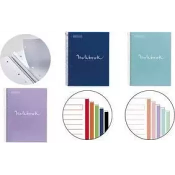 Cuaderno College Block EMOTIONS MIQUELRIUS, DIN A4, azul marino, cuadriculado, 120 hojas, 90 g/m², encuadernación espiral, perforado, 4 taladros MR46063
