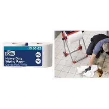 Rollo de papel multiusos TORK, 2 capas, blanco, 170 m – extra fuerte, alta absorción de aceite, agua, grasa y lubricantes – 1 rollo (130062)