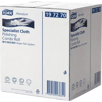 Rollo de pulido y limpieza Tork Premium, 1 capa, blanco, 171 m, no tejido, para dispensadores W1/W2/W3, 1 rollo (197270)