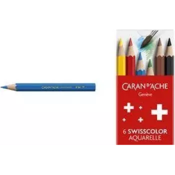 Lápices de colores acuarelables Caran d'Ache Swisscolor Aquarelle, set de 6, madera de cedro, hexagonales 1286.806