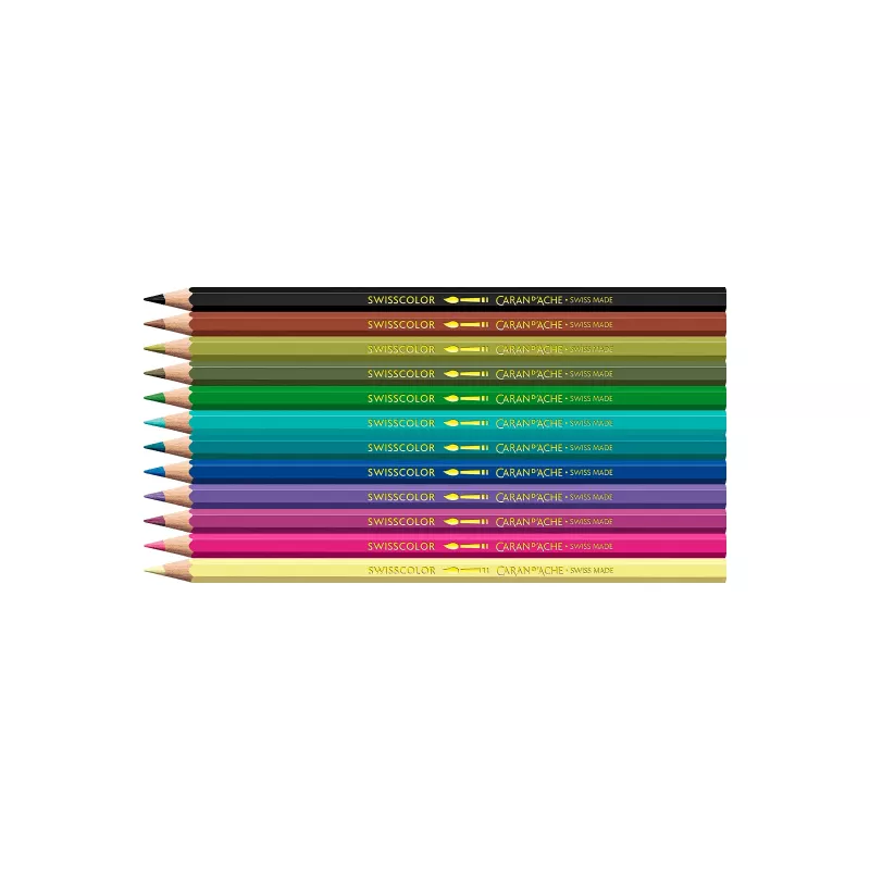 Lápices de colores acuarelables Caran d'Ache Swisscolor Kawaii Monsters, set de 12, madera de cedro hexagonal 1285.801