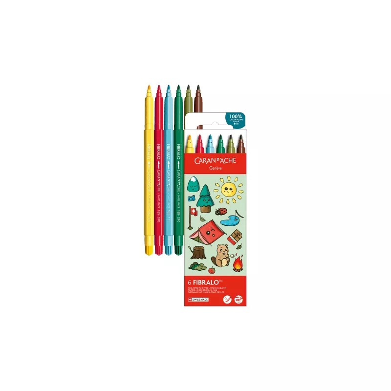 Caran d'Ache Fibralo Kawaii Rotuladores suizos, set de 6, tinta base agua 185.804