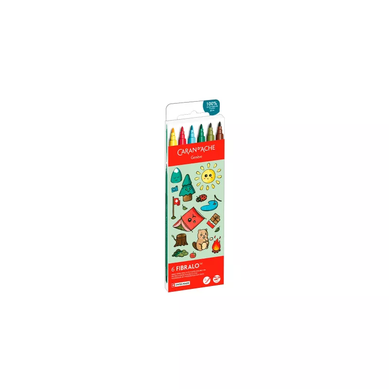 Caran d'Ache Fibralo Kawaii Rotuladores suizos, set de 6, tinta base agua 185.804