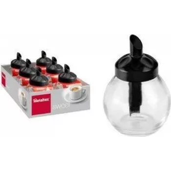 Metaltex Sweet Set de azucareros, redondos, tapa negra, vidrio y ABS, 6 piezas 252918080