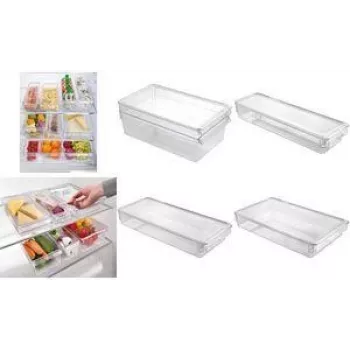 Metaltex Frigo-System organizador, pequeño, con tapa, transparente, poliestireno PS, 1 ud. (235412000)