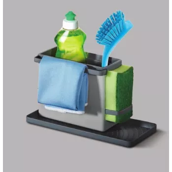 Metaltex Tidytex organizador de fregadero, plástico, gris, 2 soportes extraíbles para esponjas y bayetas 297530109