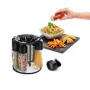 Metaltex Spice 8 especiero giratorio, redondo, negro, con 8 tarros de vidrio vacíos 252876080