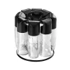 Metaltex Spice 8 especiero giratorio, redondo, negro, con 8 tarros de vidrio vacíos 252876080