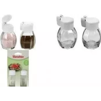 METALTEX set de salero y pimentero con tapa de clic, vidrio y plástico blanco, 2 uds. 252911080