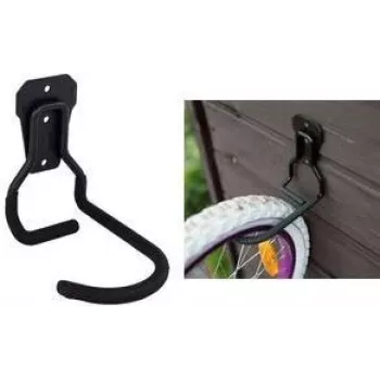 Gancho de pared para bicicleta en J Bradas de alta resistencia, placa de acero 60 x 85 mm, 3 agujeros, 1 ud. (DIY-HG2140)