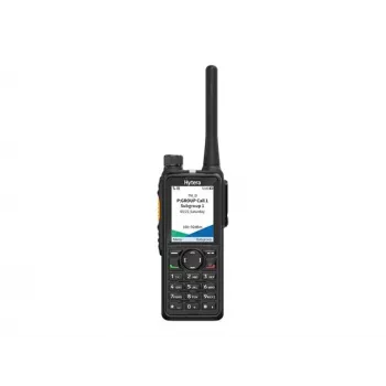 Radiotelefono portátil digital/analógico Hytera HP785G BT V1 VHF con GPS, Bluetooth, batería de 2400 mAh, cargador de sobremesa, antena y clip de cinturón