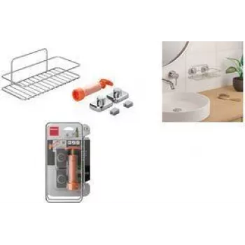 Estante de pared Metaltex Reflex Luxy Vacuum-Fix plateado 1 nivel 403329000