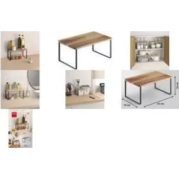 Especiero Metaltex York Lava, 1 nivel, estante de madera de acacia aceitada, patas antideslizantes, gris oscuro 350808000