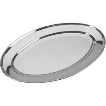 Metaltex bandeja de servir ovalada, acero inoxidable, pulido brillante, 300 mm de ancho, plateada, apta para lavavajillas, 1 unidad 690715010