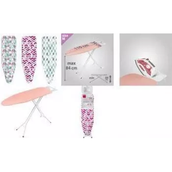 Metaltex Kuma tabla de planchar, blanca con soporte metálico para la plancha, red transpirable, altura ajustable 70-88 cm, plegable 418033001