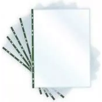 PAVO 8020614 funda de documentos A4 cristal transparente con borde reforzado verde, abierta por arriba, perforación universal, PP de 0,06 mm, 1 unidad