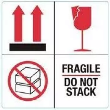 RILLPRINT 76930 etiquetas de advertencia FRAGILE / DO NOT STACK, adhesivo permanente, papel, blanco/rojo/negro, 100 x 50 mm, 500 etiquetas por rollo