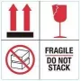 RILLPRINT 76930 etiquetas de advertencia FRAGILE / DO NOT STACK, adhesivo permanente, papel, blanco/rojo/negro, 100 x 50 mm, 500 etiquetas por rollo
