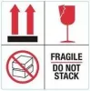 RILLPRINT 76930 etiquetas de advertencia FRAGILE / DO NOT STACK, adhesivo permanente, papel, blanco/rojo/negro, 100 x 50 mm, 500 etiquetas por rollo