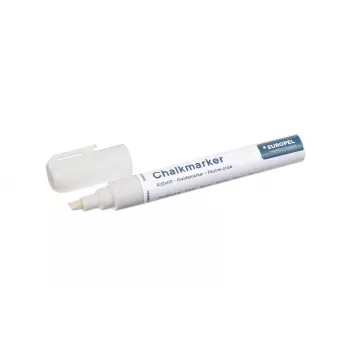 Rotulador de tiza EUROPEL 6 mm, blanco, punta redonda/bisel, envase blister (1 ud.) 356505