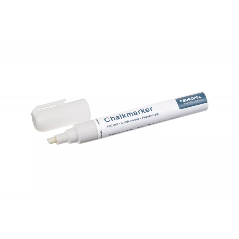 Rotulador de tiza EUROPEL 6 mm, blanco, punta redonda/bisel, envase blister (1 ud.) 356505