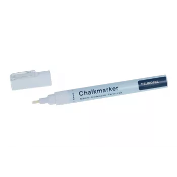 Rotulador de tiza EUROPEL 3 mm, blanco, punta redonda o bisel, envase blister (1 ud.) 356508